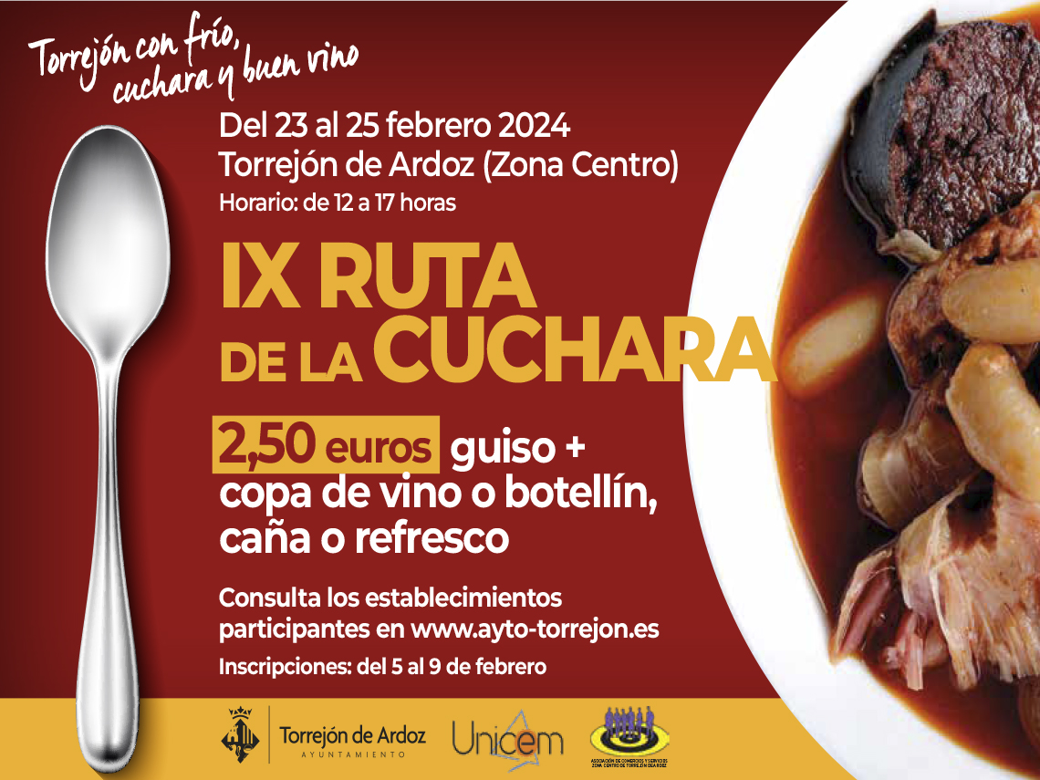 Se abre el plazo de inscripción para los establecimientos que quieran participar en la IX Ruta de la Cuchara bajo el lema “Torrejón con frío, cuchara y buen vino”